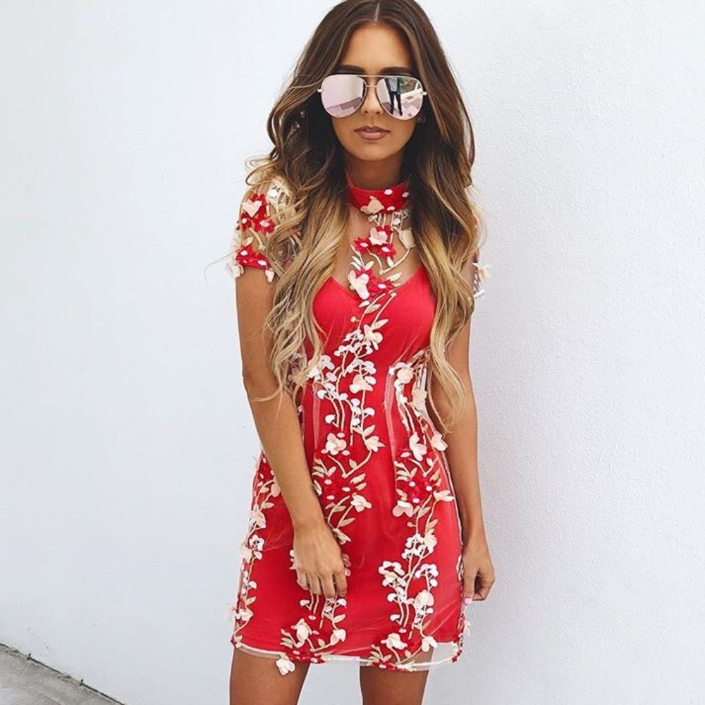 Shop hopes red floral dress